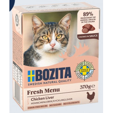 Bozita Fresh Menu Chicken Liver Sauce, 370g - беззерновые мясные кусочки с куриной печенью в соусе