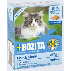 AKCIJA 3+1 Bozita Fresh Menu Arctic Char Sauce Sterilized, 370g - bezgraudu gaļas gabaliņi ar arktisko paliju mērcē sterilizētiem kaķiem