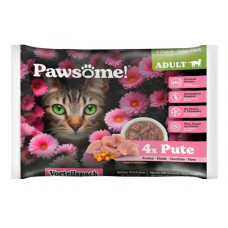 Pawsome! Pute, 4x85g - беззерновые мясные кусочки с индейкой в соусе