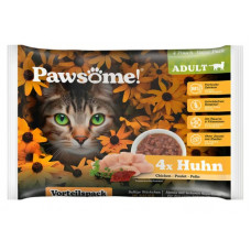 Pawsome! Huhn, 4x85g - беззерновые мясные кусочки с курицей в соусе