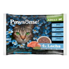 Pawsome! Lachs, 4x85g - беззерновые мясные кусочки с лососем в соусе