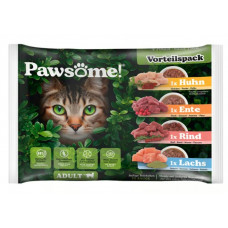 Pawsome! Mix, 4x85g - bezgraudu gaļas gabaliņi mērcē, četru garšu asortī