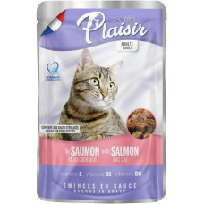 Plaisir Cat Salmon and Cod, 100g - gaļas gabaliņi ar lasi un mencu mērcē